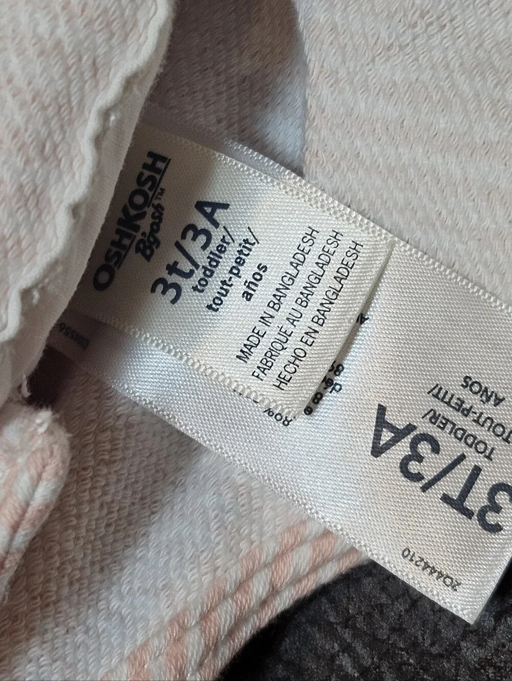 OshKosh B'gosh Pale Pink & White Stripe Kids Overalls 3T